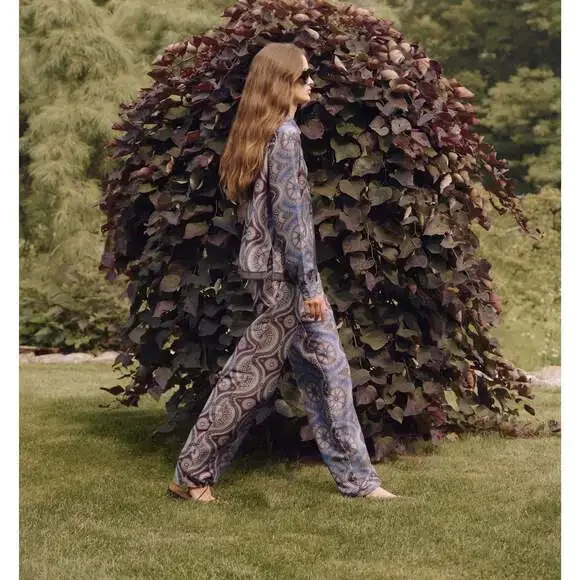 Hill House Home The Taylor Pant - Brown Cobalt Medallion Size LBrown Cobalt Meda - Picture 2 of 3